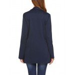 ELESOL Women Casual Basic Work Office Blazer Open Front Draped Asymmetric Cardigan Jacket