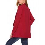 ELESOL Women Casual Basic Work Office Blazer Open Front Draped Asymmetric Cardigan Jacket