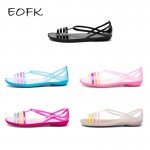 EOFK 2018 Women Sandals Summer New EVA Casual Mixed Candy Colors Soft Beach Jelly Shoes Woman Flat Sandals