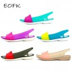 EOFK 2018 Women Sandals Summer New EVA Casual Mixed Candy Colors Soft Beach Jelly Shoes Woman Flat Sandals