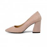 ESVEVA 2018 Women Pumps Sweet Style Square High Heel Flock Pointed Toe Spring and Autumn Elegant Shallow Ladies Shoes Size 34-43