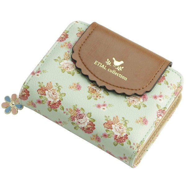 ETIAL Women's Vintage Floral Zip Mini Wallet Short Design Coin Purse