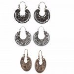 Efulgenz Oxidized Silver Hoops Boho Vintage Retro Tribal Tibetan Gypsy Dangle Indian Bollywood Ethnic Earrings Love Gift