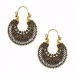 Efulgenz Oxidized Silver Hoops Boho Vintage Retro Tribal Tibetan Gypsy Dangle Indian Bollywood Ethnic Earrings Love Gift