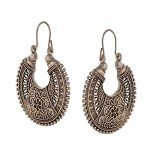Efulgenz Oxidized Silver Hoops Boho Vintage Retro Tribal Tibetan Gypsy Dangle Indian Bollywood Ethnic Earrings Love Gift