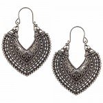 Efulgenz Oxidized Silver Hoops Boho Vintage Retro Tribal Tibetan Gypsy Dangle Indian Bollywood Ethnic Earrings Love Gift
