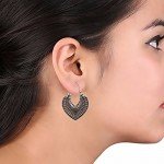 Efulgenz Oxidized Silver Hoops Boho Vintage Retro Tribal Tibetan Gypsy Dangle Indian Bollywood Ethnic Earrings Love Gift