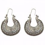Efulgenz Oxidized Silver Hoops Boho Vintage Retro Tribal Tibetan Gypsy Dangle Indian Bollywood Ethnic Earrings Love Gift
