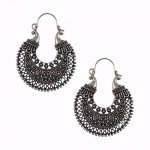 Efulgenz Oxidized Silver Hoops Boho Vintage Retro Tribal Tibetan Gypsy Dangle Indian Bollywood Ethnic Earrings Love Gift