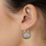 Efulgenz Oxidized Silver Hoops Boho Vintage Retro Tribal Tibetan Gypsy Dangle Indian Bollywood Ethnic Earrings Love Gift