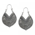 Efulgenz Oxidized Silver Hoops Boho Vintage Retro Tribal Tibetan Gypsy Dangle Indian Bollywood Ethnic Earrings Love Gift