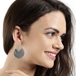 Efulgenz Oxidized Silver Hoops Boho Vintage Retro Tribal Tibetan Gypsy Dangle Indian Bollywood Ethnic Earrings Love Gift