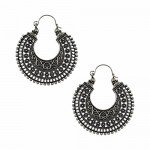Efulgenz Oxidized Silver Hoops Boho Vintage Retro Tribal Tibetan Gypsy Dangle Indian Bollywood Ethnic Earrings Love Gift