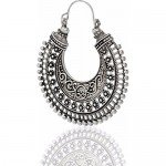 Efulgenz Oxidized Silver Hoops Boho Vintage Retro Tribal Tibetan Gypsy Dangle Indian Bollywood Ethnic Earrings Love Gift