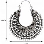 Efulgenz Oxidized Silver Hoops Boho Vintage Retro Tribal Tibetan Gypsy Dangle Indian Bollywood Ethnic Earrings Love Gift