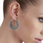 Efulgenz Oxidized Silver Hoops Boho Vintage Retro Tribal Tibetan Gypsy Dangle Indian Bollywood Ethnic Earrings Love Gift