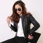 European Style O Neck Collar Pu Leather Jacket  New Fashion Motorcycle Leather Clothing Women Slim PU Locomotive Jackets