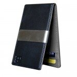 F&H Minimalist Slim Leather Wallet Money Clip Holds 8 Cards