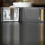 F&H Minimalist Slim Leather Wallet Money Clip Holds 8 Cards