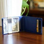 F&H Minimalist Slim Leather Wallet Money Clip Holds 8 Cards