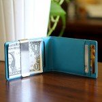 F&H Minimalist Slim Leather Wallet Money Clip Holds 8 Cards