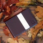 F&H Minimalist Slim Leather Wallet Money Clip Holds 8 Cards