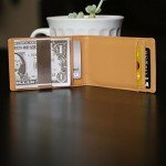 F&H Minimalist Slim Leather Wallet Money Clip Holds 8 Cards