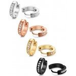 FIBO STEEL 13MM Stainless Steel Small Hoop Earrings for Men Women Huggie Earrings CZ Inlaid