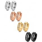 FIBO STEEL 13MM Stainless Steel Small Hoop Earrings for Men Women Huggie Earrings CZ Inlaid