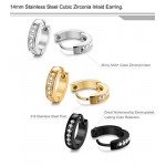 FIBO STEEL 13MM Stainless Steel Small Hoop Earrings for Men Women Huggie Earrings CZ Inlaid