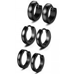FIBO STEEL 13MM Stainless Steel Small Hoop Earrings for Men Women Huggie Earrings CZ Inlaid
