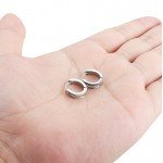 FIBO STEEL 13MM Stainless Steel Small Hoop Earrings for Men Women Huggie Earrings CZ Inlaid