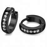 FIBO STEEL 13MM Stainless Steel Small Hoop Earrings for Men Women Huggie Earrings CZ Inlaid