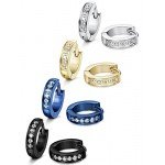 FIBO STEEL 13MM Stainless Steel Small Hoop Earrings for Men Women Huggie Earrings CZ Inlaid