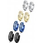 FIBO STEEL 13MM Stainless Steel Small Hoop Earrings for Men Women Huggie Earrings CZ Inlaid