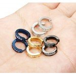 FIBO STEEL 13MM Stainless Steel Small Hoop Earrings for Men Women Huggie Earrings CZ Inlaid