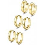 FIBO STEEL 13MM Stainless Steel Small Hoop Earrings for Men Women Huggie Earrings CZ Inlaid