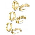 FIBO STEEL 13MM Stainless Steel Small Hoop Earrings for Men Women Huggie Earrings CZ Inlaid