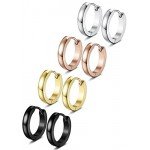 FIBO STEEL 13MM Stainless Steel Small Hoop Earrings for Men Women Huggie Earrings CZ Inlaid