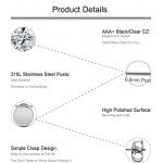 FIBO STEEL 3 Pairs Stainless Steel Black Stud Earrings for Men Women CZ Earrings, 3mm-8mm Available