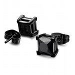 FIBO STEEL 3 Pairs Stainless Steel Black Stud Earrings for Men Women CZ Earrings, 3mm-8mm Available