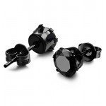 FIBO STEEL 3 Pairs Stainless Steel Black Stud Earrings for Men Women CZ Earrings, 3mm-8mm Available