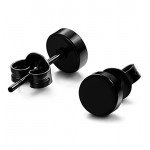 FIBO STEEL 3 Pairs Stainless Steel Black Stud Earrings for Men Women CZ Earrings, 3mm-8mm Available