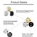 FIBO STEEL 3 Pairs Stainless Steel Magnetic Earrings for Men Women CZ Studs Earrings,4-8MM