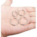 FIBO STEEL 4 Pairs 4 Colors Stainless Steel Small Hoop Earrings for Women Girls Huggie Earrings 10MM-25MM