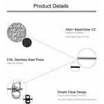 FIBO STEEL 4 Pairs Stainless Steel Stud Earrings for Men Women Ear Piercing CZ Inalid,6-8MM
