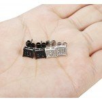 FIBO STEEL 4 Pairs Stainless Steel Stud Earrings for Men Women Ear Piercing CZ Inalid,6-8MM