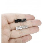 FIBO STEEL 4 Pairs Stainless Steel Stud Earrings for Men Women Ear Piercing CZ Inalid,6-8MM
