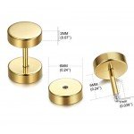 FIBO STEEL 6 Pairs Stud Earrings for Men Women Ear Piercing Ear Plugs Tunnel 18G