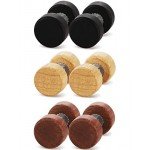FIBO STEEL 6 Pairs Stud Earrings for Men Women Ear Piercing Ear Plugs Tunnel 18G